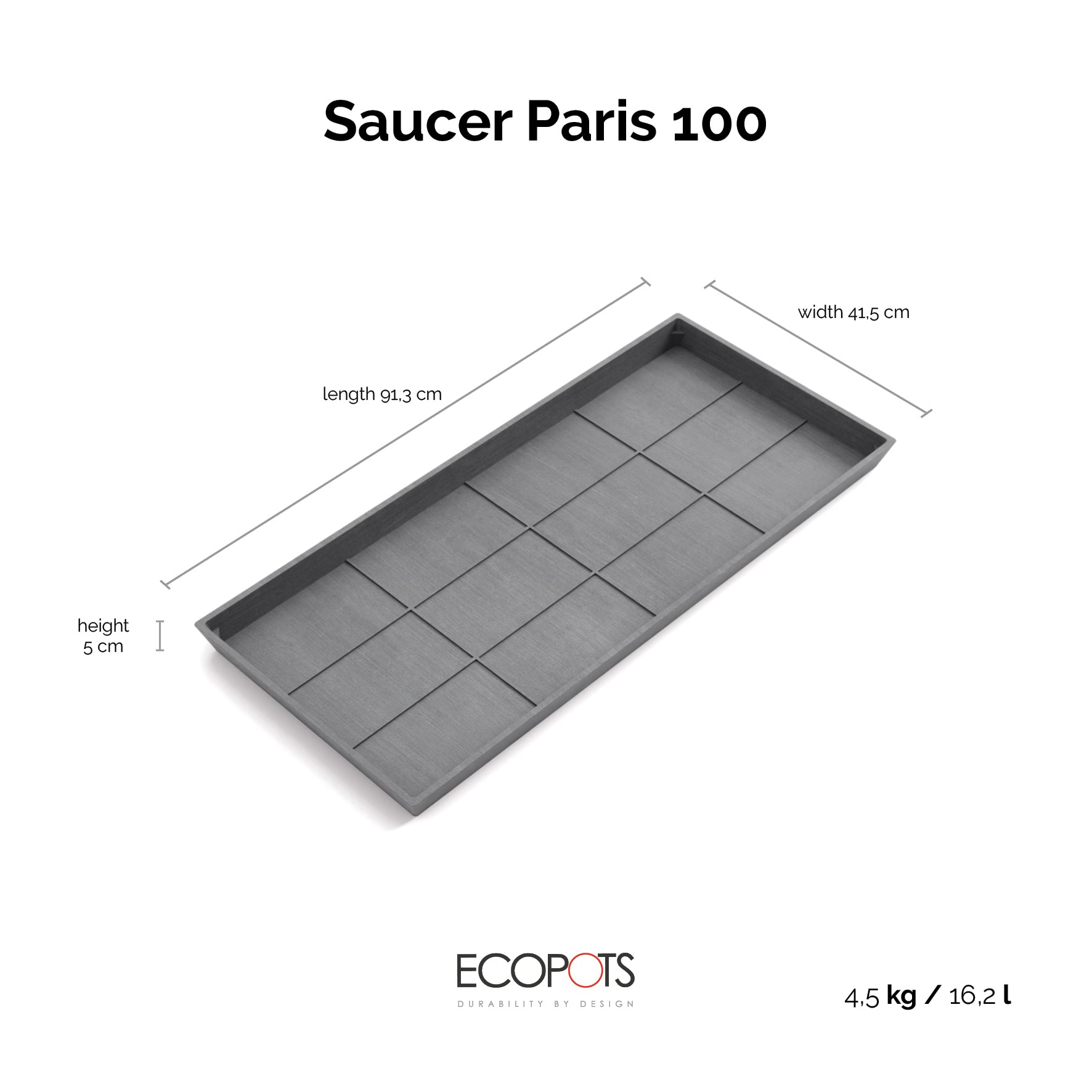 Ecopots Sottovasi Paris L91 P41.5 H5 cm