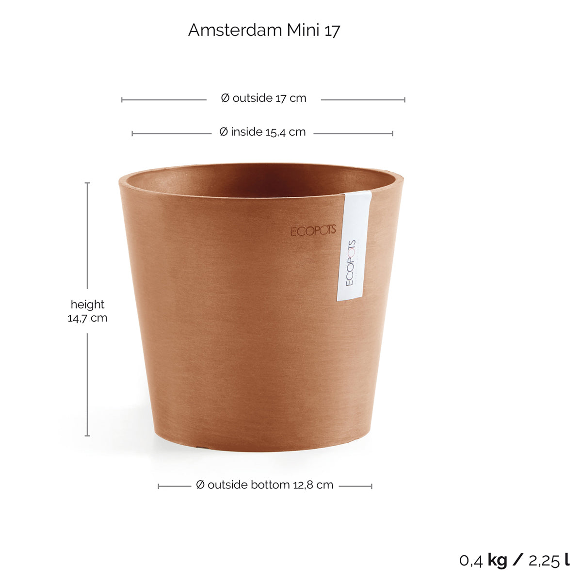 Ecopots Amsterdam Mini Ø17 H14.9 cm