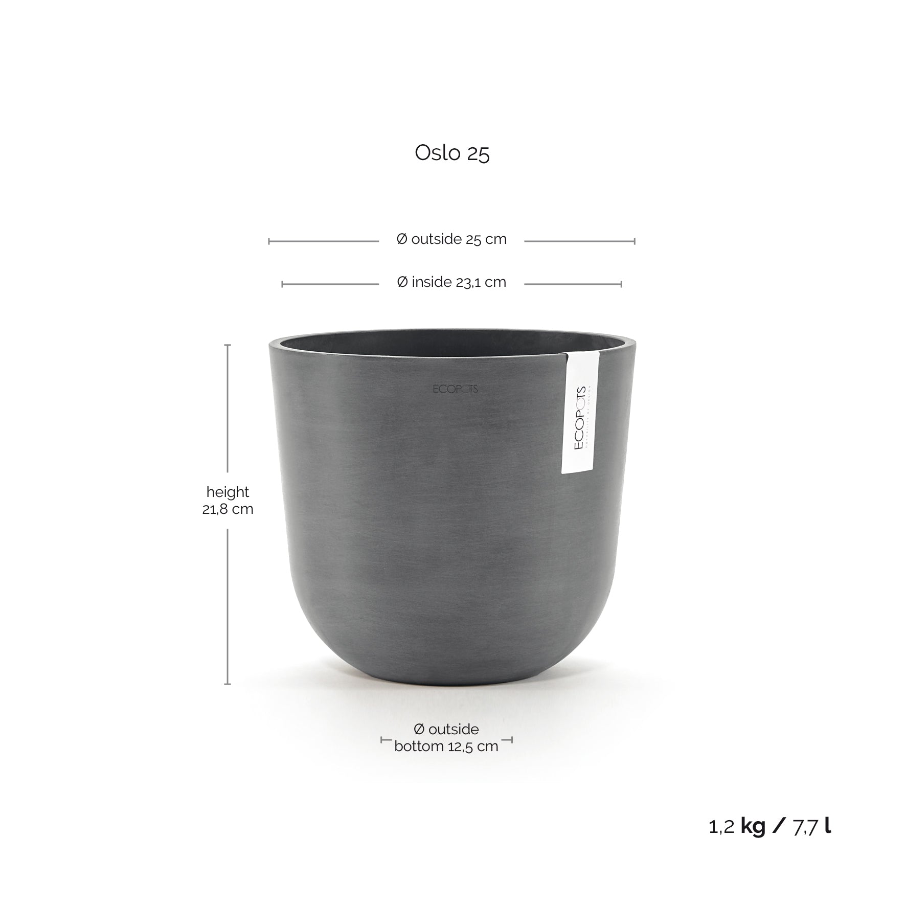 Ecopots Oslo Ø25 H21.8 cm