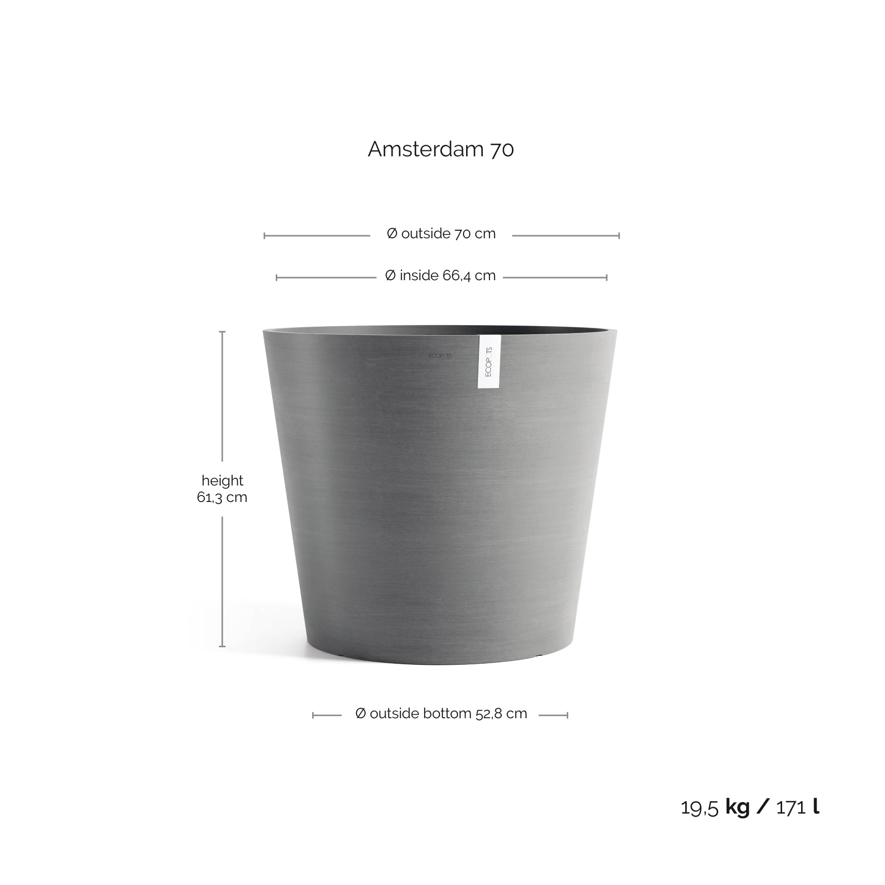Ecopots Amsterdam Ø70 H61.3 cm