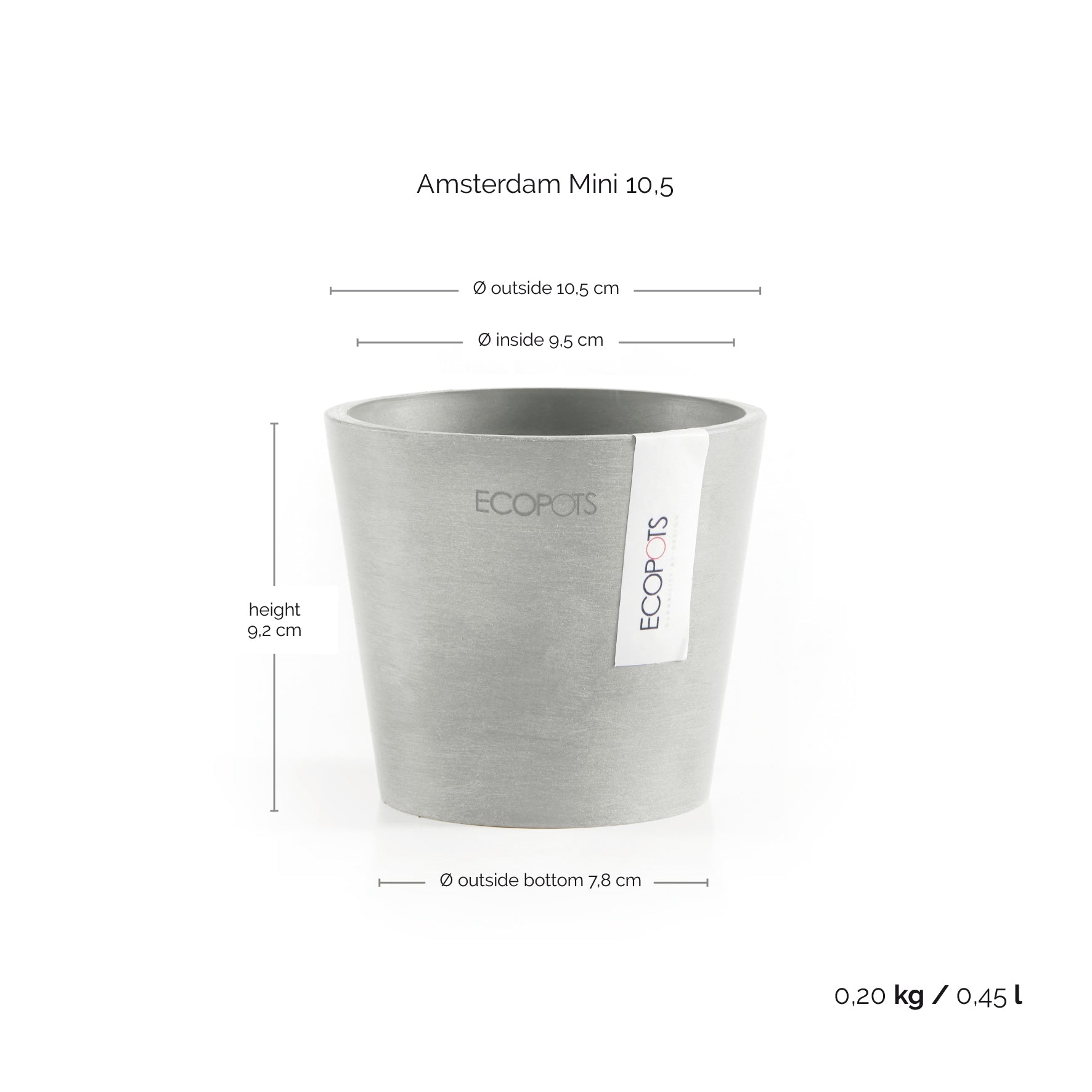Ecopots Amsterdam Mini Ø10.5 H9.2 cm
