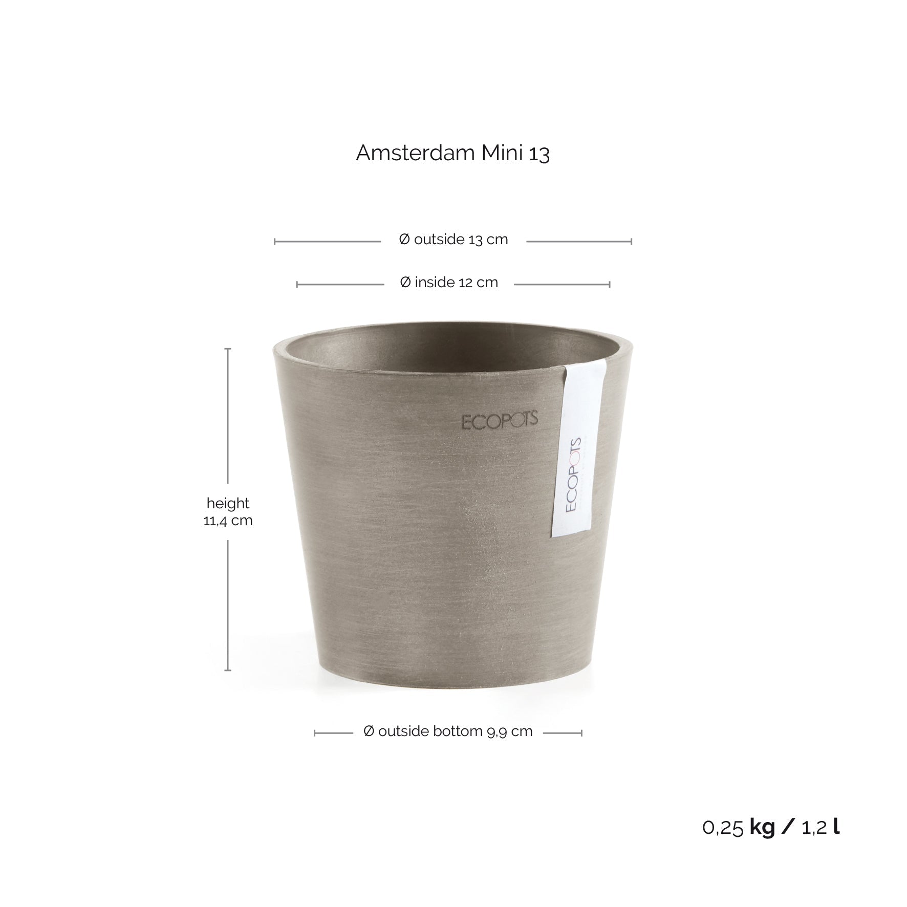 Ecopots Amsterdam Mini Ø13 H11.4 cm
