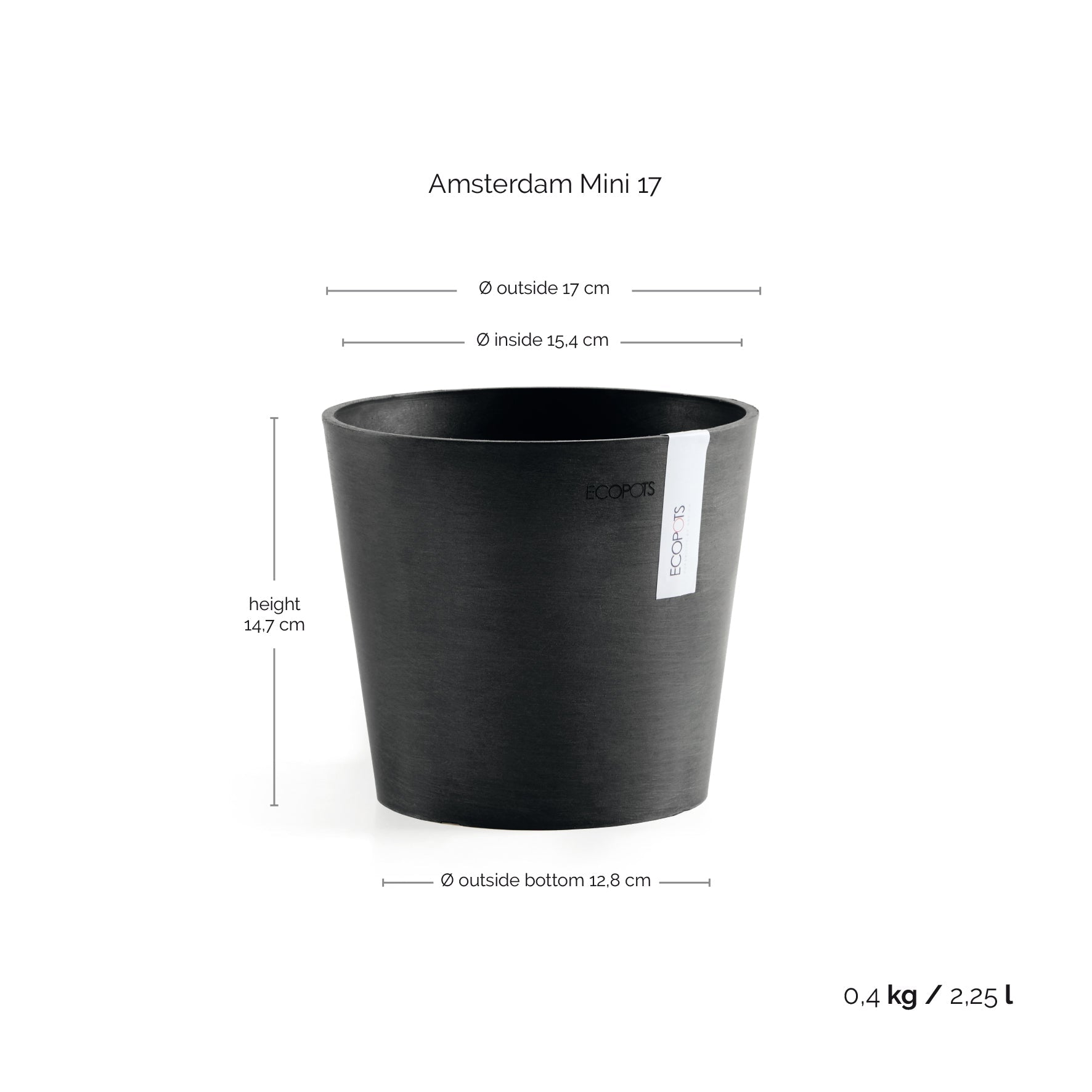 Ecopots Amsterdam Mini Ø17 H14.9 cm