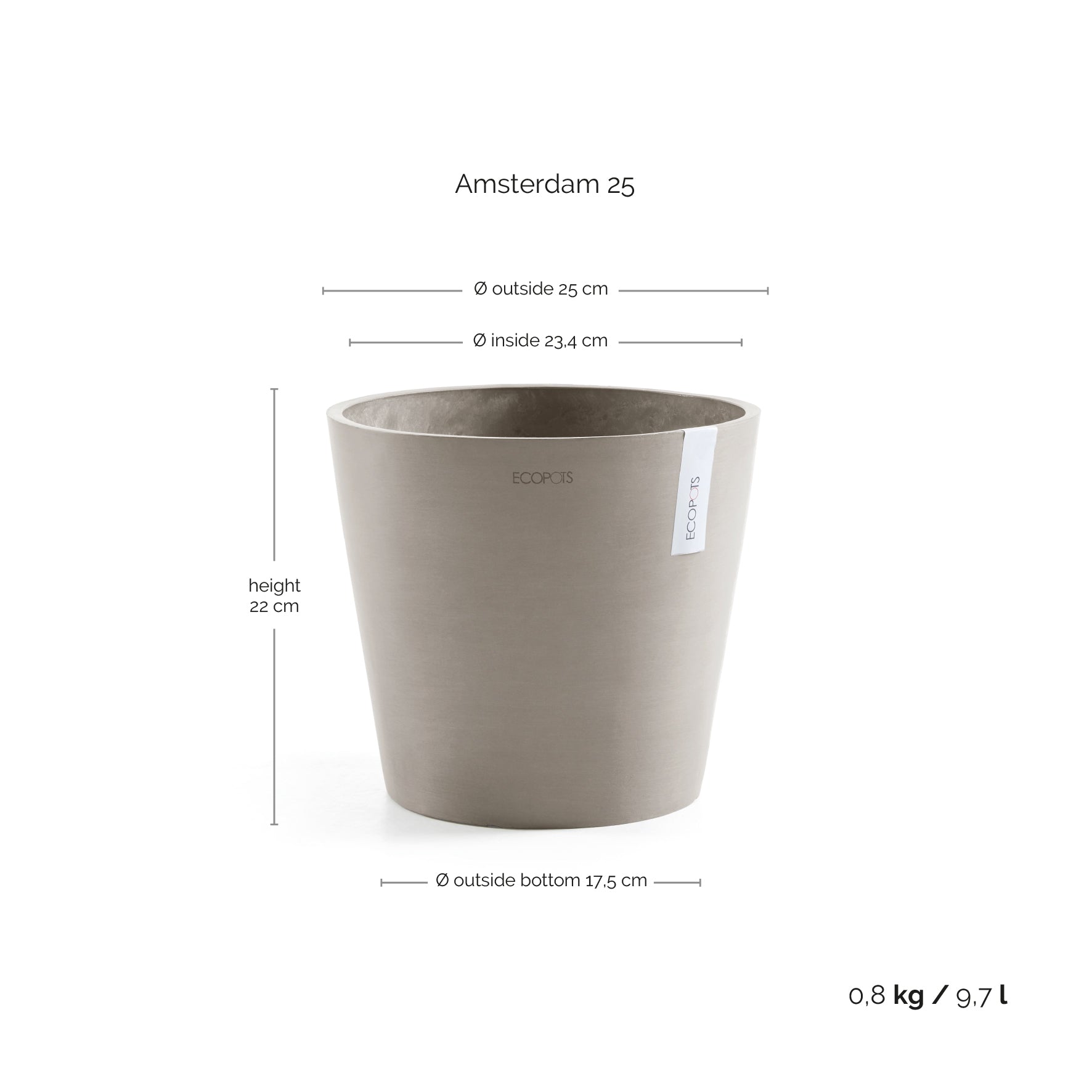 Ecopots Amsterdam Ø25 H24.5 cm