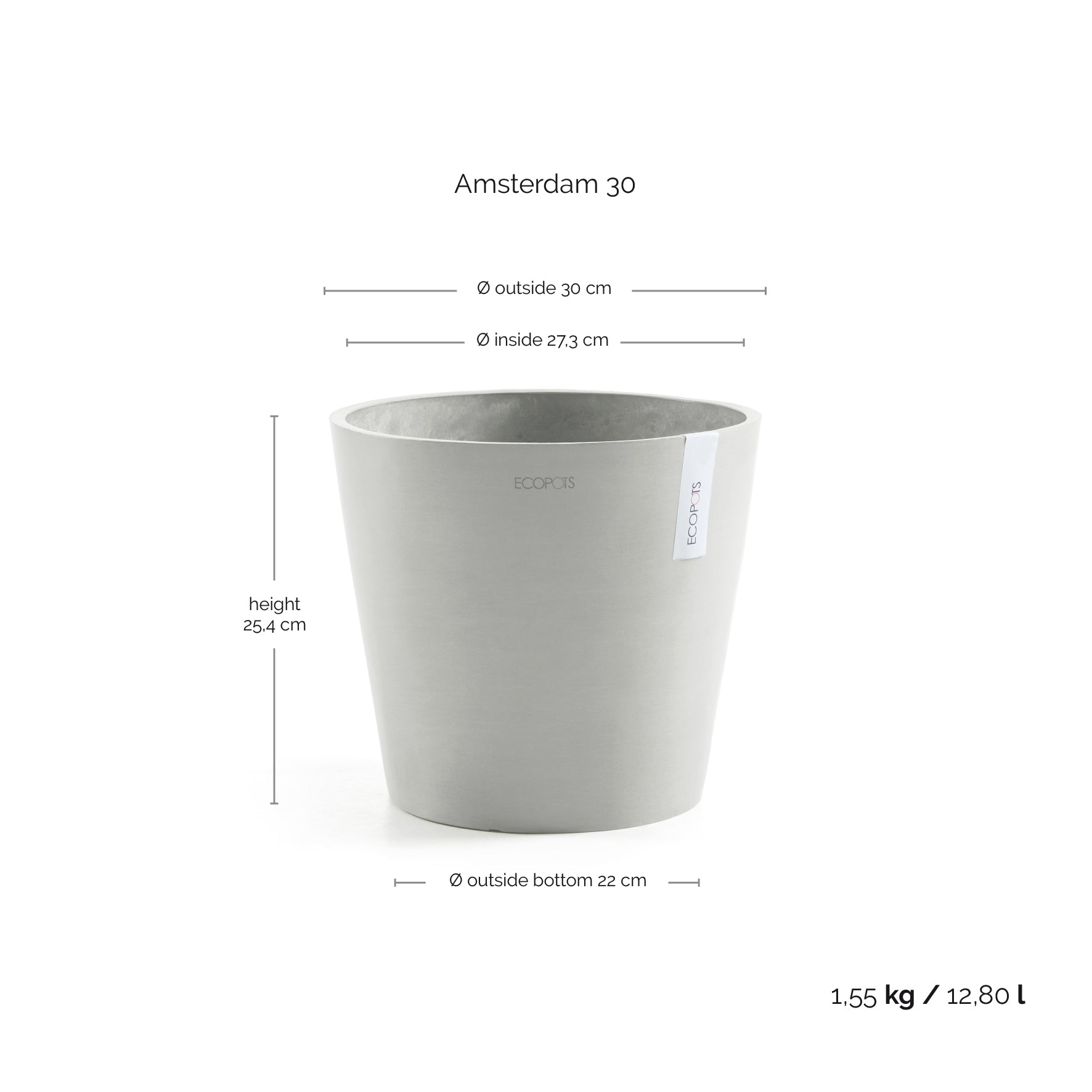Ecopots Amsterdam Ø30 H26.5 cm