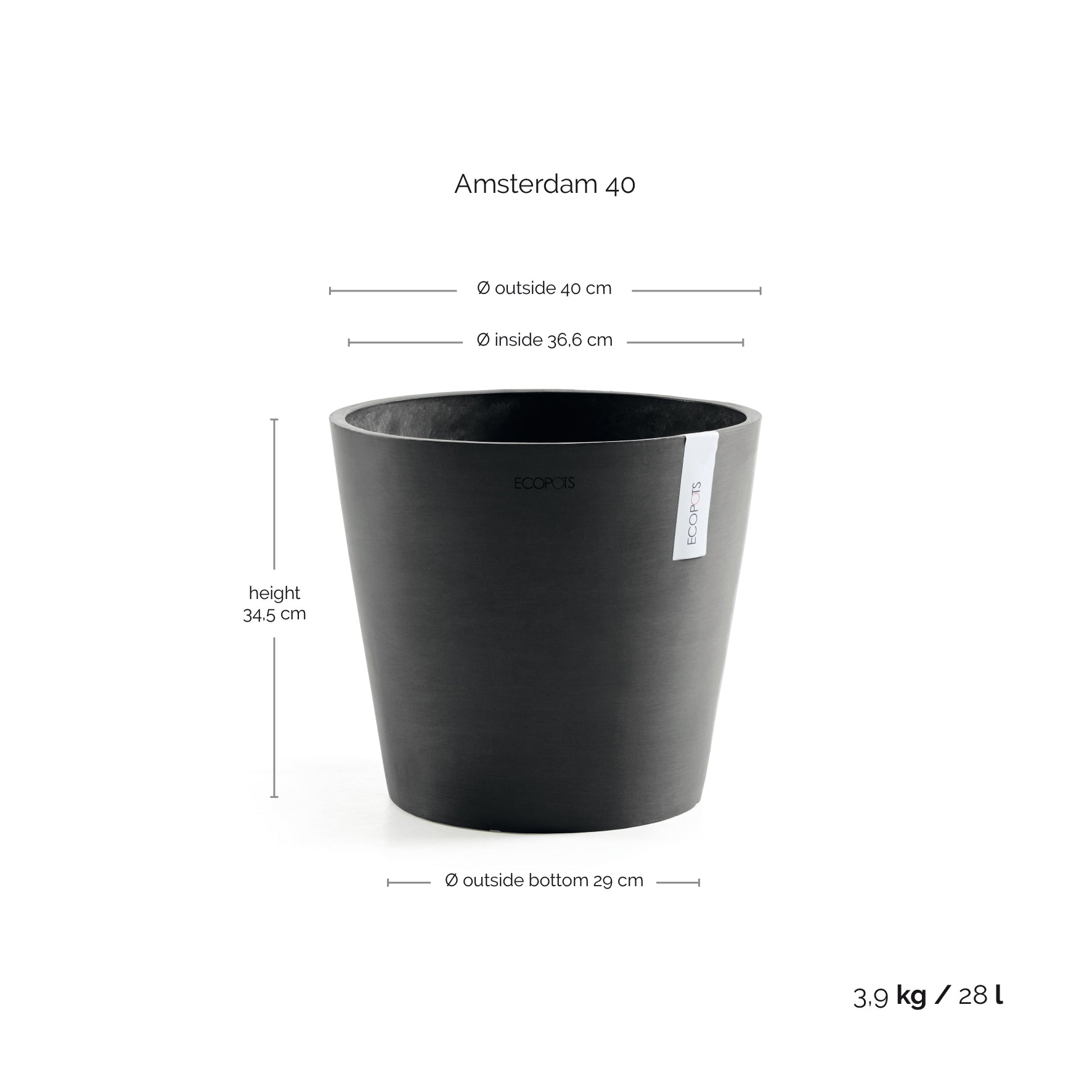 Ecopots Amsterdam Ø40 H36 cm