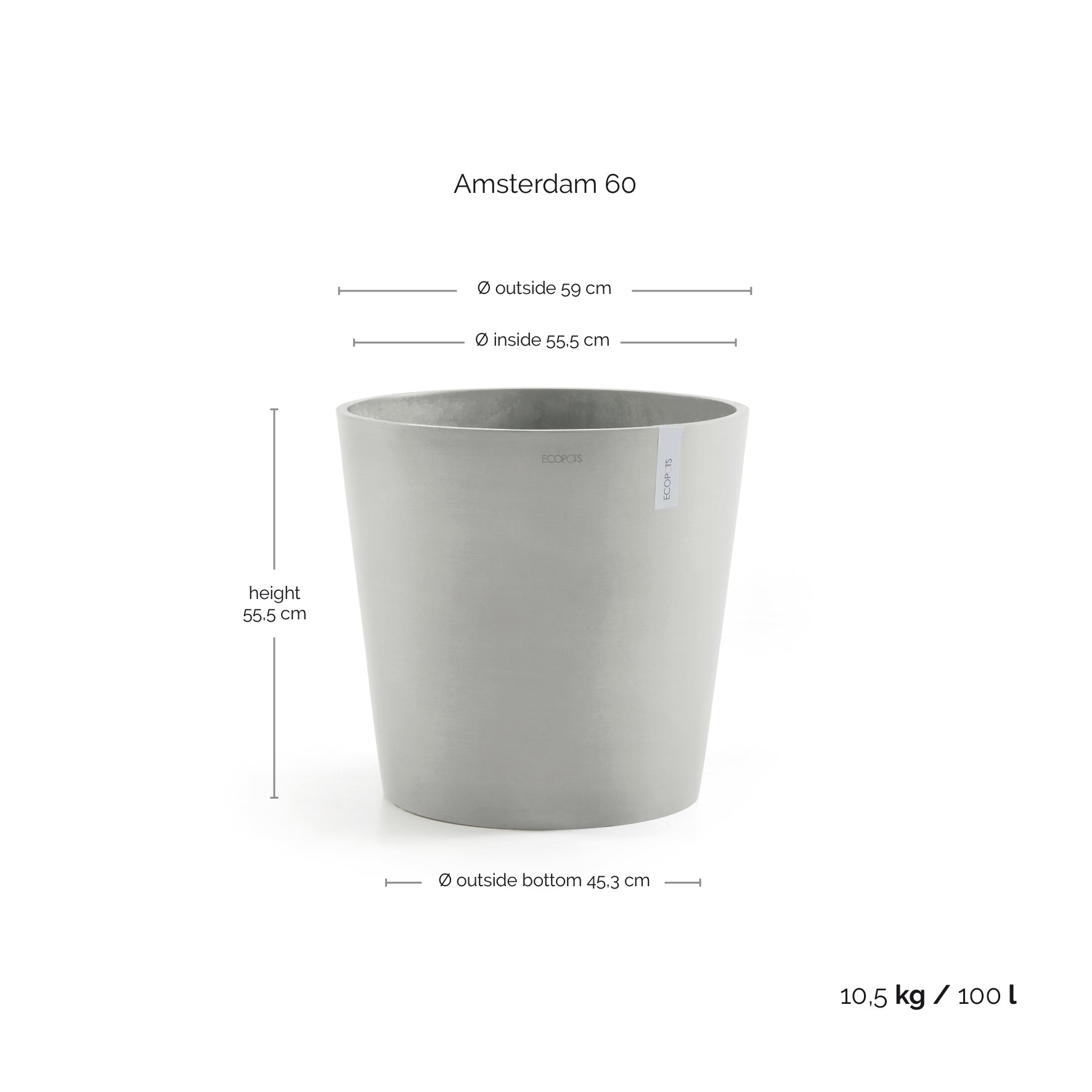 Ecopots Amsterdam Ø60 H55.5 cm