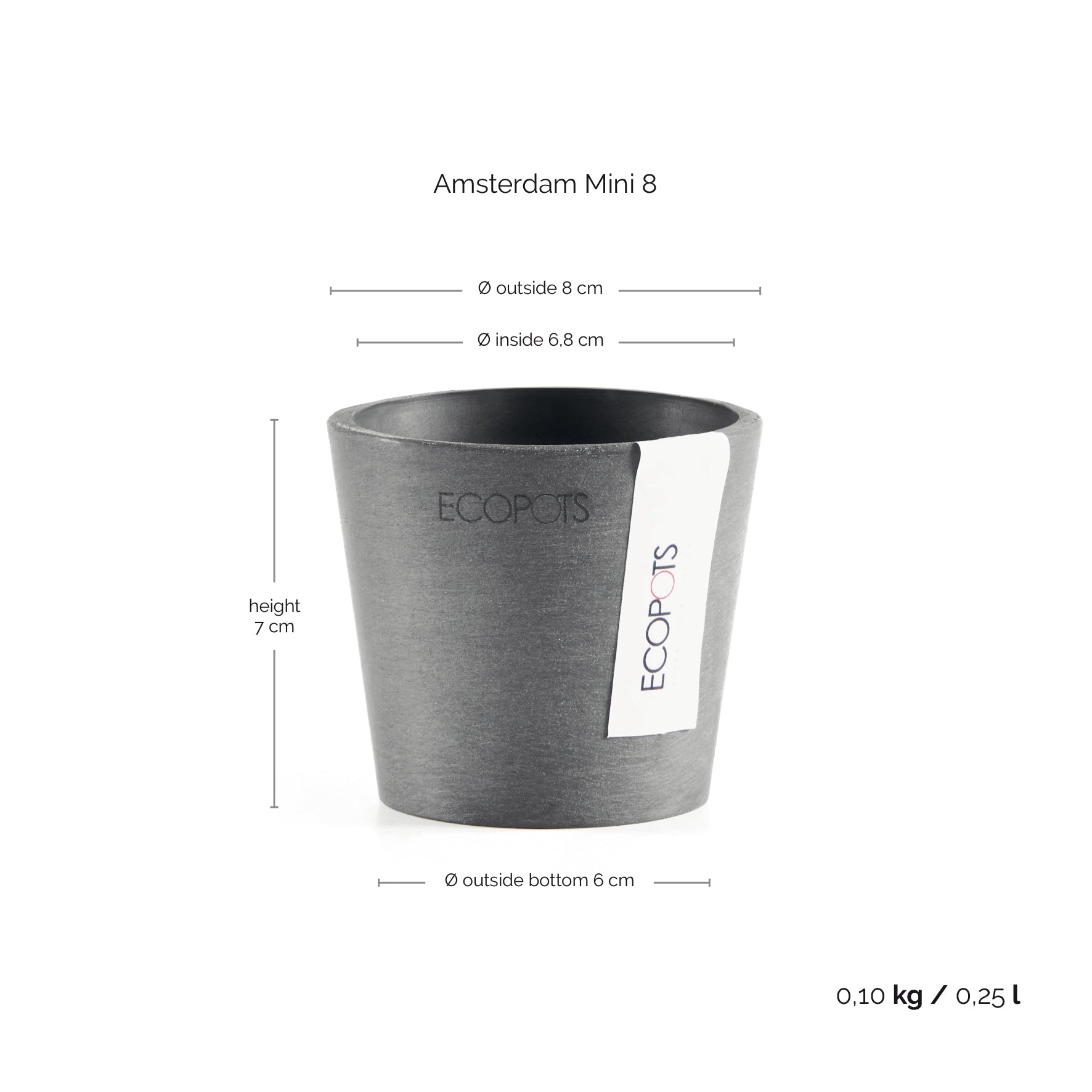 Ecopots Amsterdam Mini Ø8 H7 cm