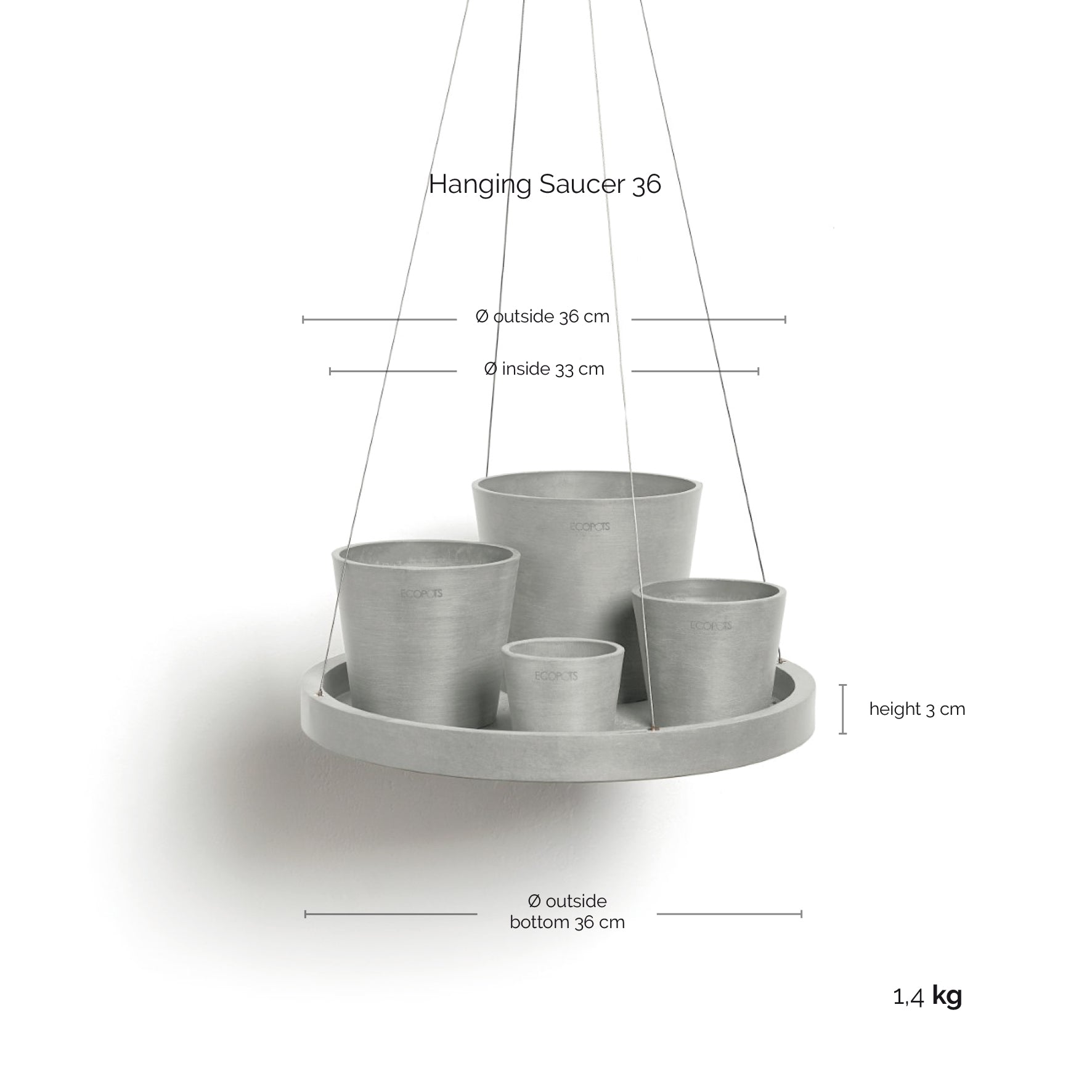 Ecopots Sottovaso da appendere Ø36.5 H3 cm