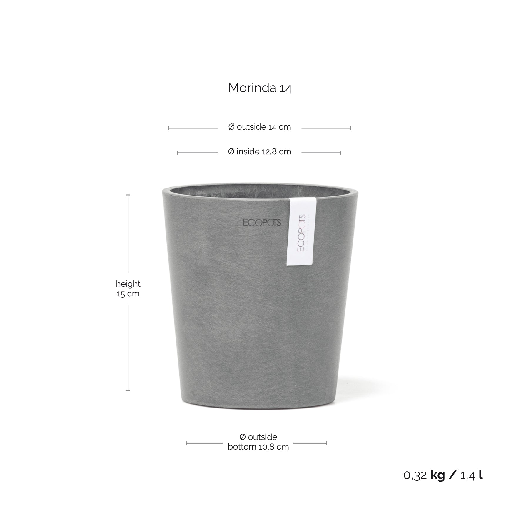 Ecopots Morinda Ø14 H15.5 cm