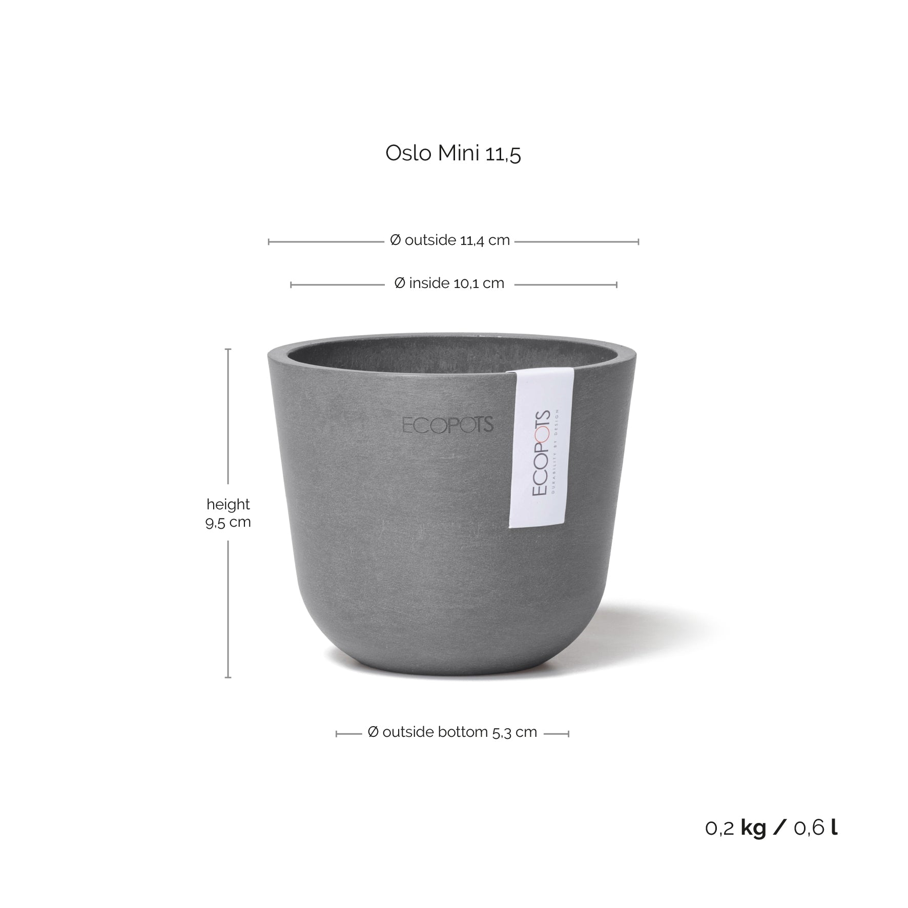 Ecopots Oslo Mini Ø11 H9.6 cm