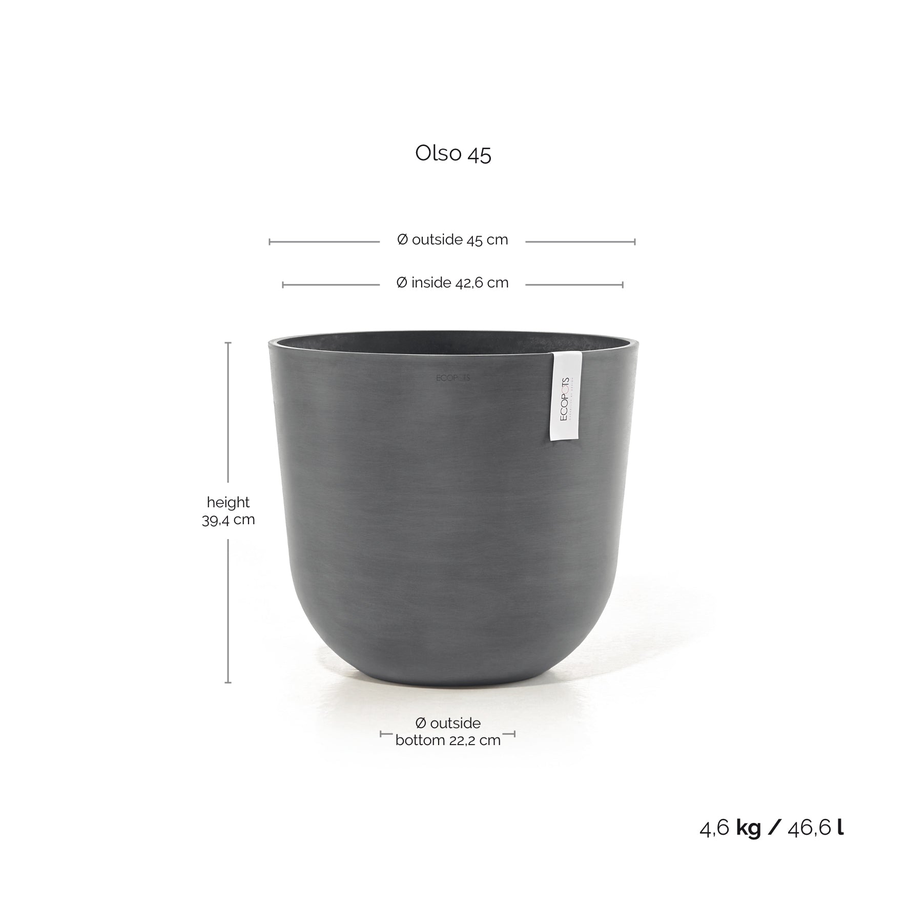 Ecopots Oslo Ø45 H39.2 cm