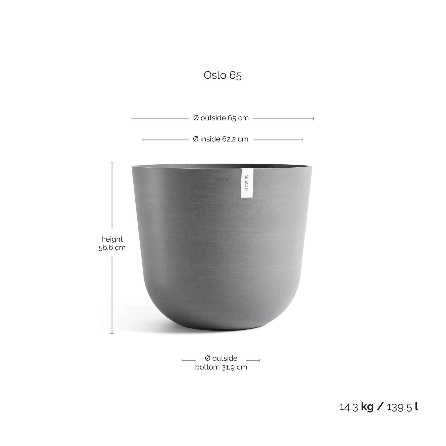 Ecopots Oslo Ø65 H47.9 cm